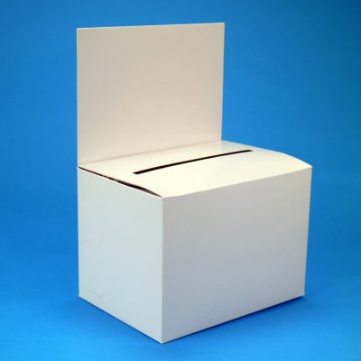 Einwurfbox weiß mit hoher Rückwand